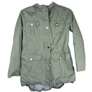 C&C California Women Olive Green Size 14 Utility Anorak Hooded Jacket Hooded